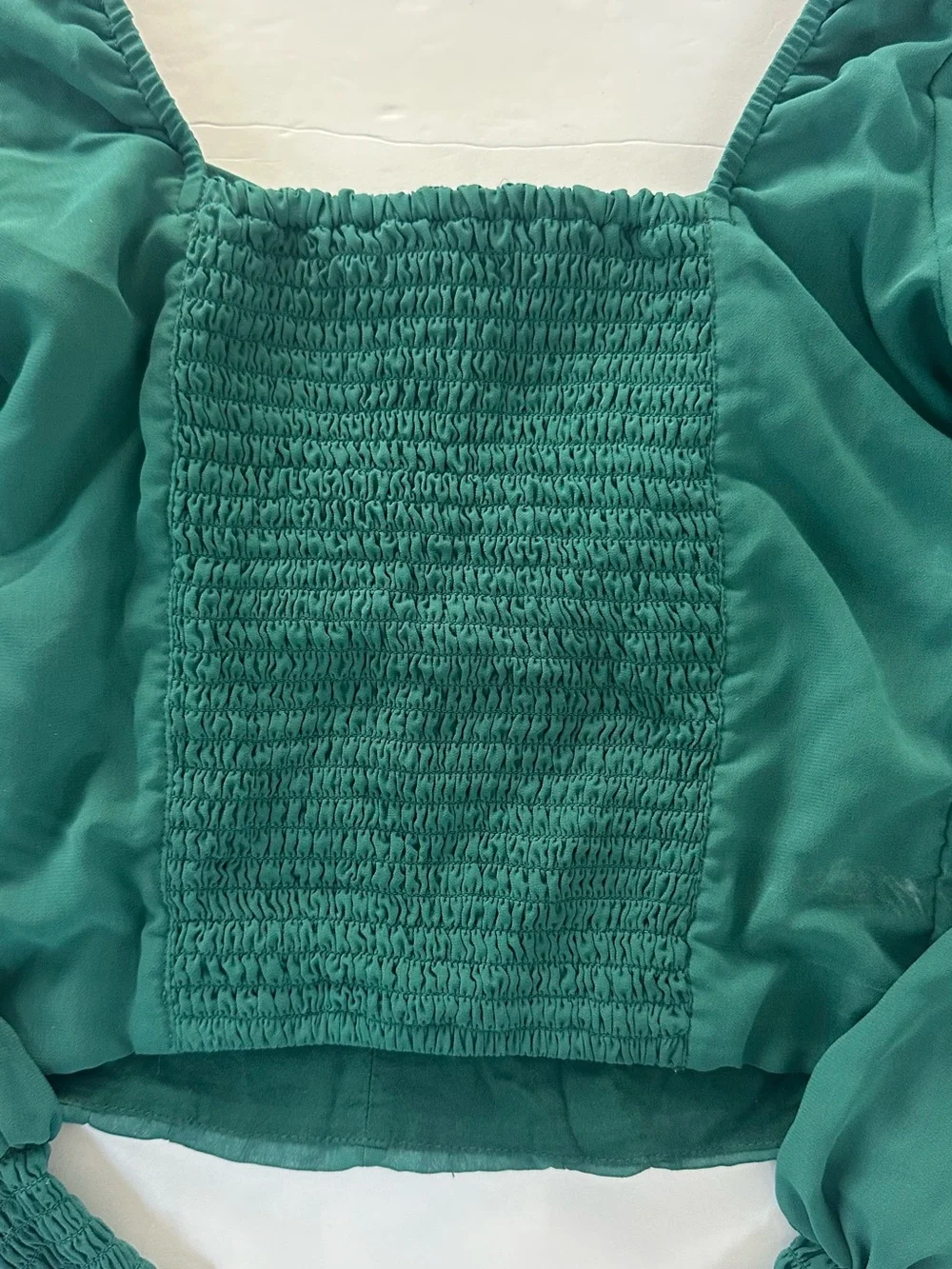 Abercrombie & Fitch Sweetheart Corset Top Sheer Puff Sleeves S Green Cottagecore